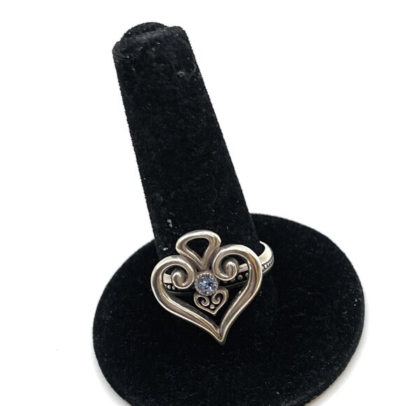 BRIGHTON ALCAZAR HEART GLINT BLUE CRYSTAL RING Rare Size 10 (3485) - Picture 1 of 2